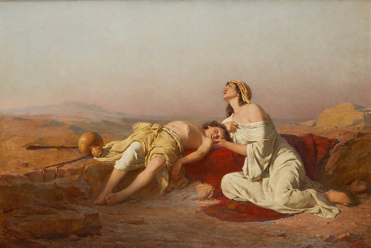 Hagar und Ismael in der Wüste by Йозеф Страка, 1888 — digital art print download