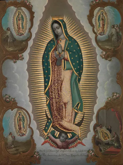 The Virgin of Guadalupe with the Four Apparitions by Nicolás Enríquez, 1773 — digital art print download