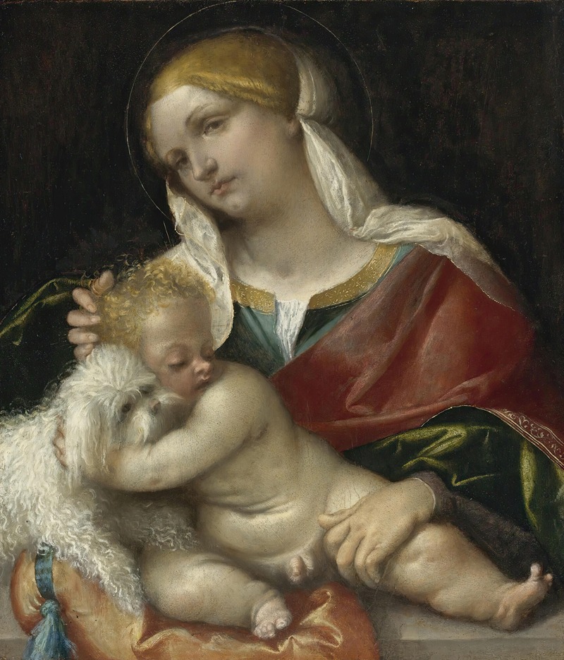 Madonna And Child With A Dog — Moretto Da Brescia