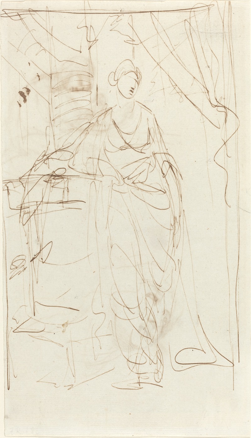 An Elegant Lady in Classical Dress (recto) — George Romney