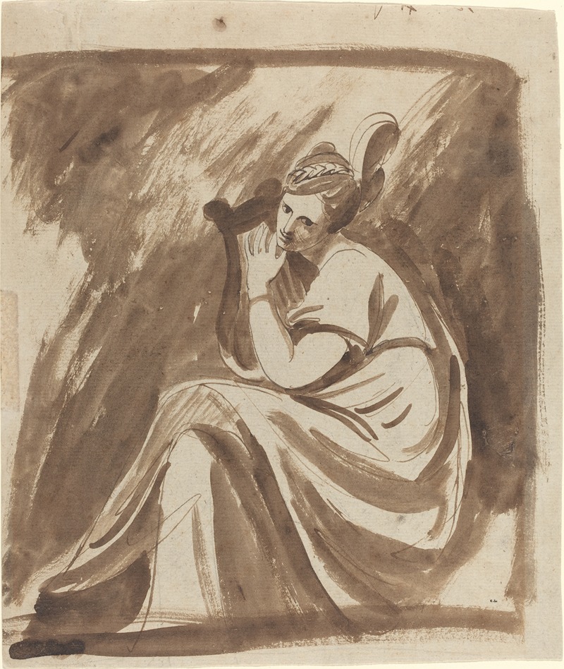 Lady Hamilton Playing a Lyre by Джордж Ромни, c. 1785 — digital art print download