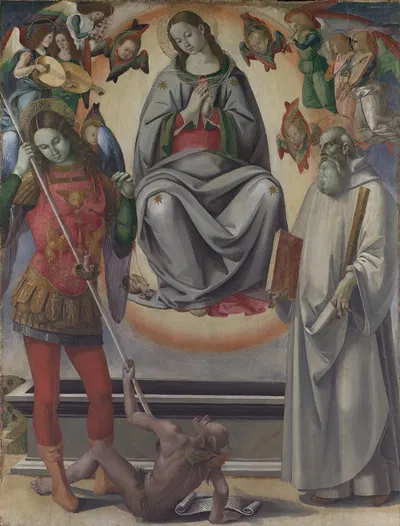 The Assumption of the Virgin with Saints Michael and Benedict by Luca Signorelli — digital art print download