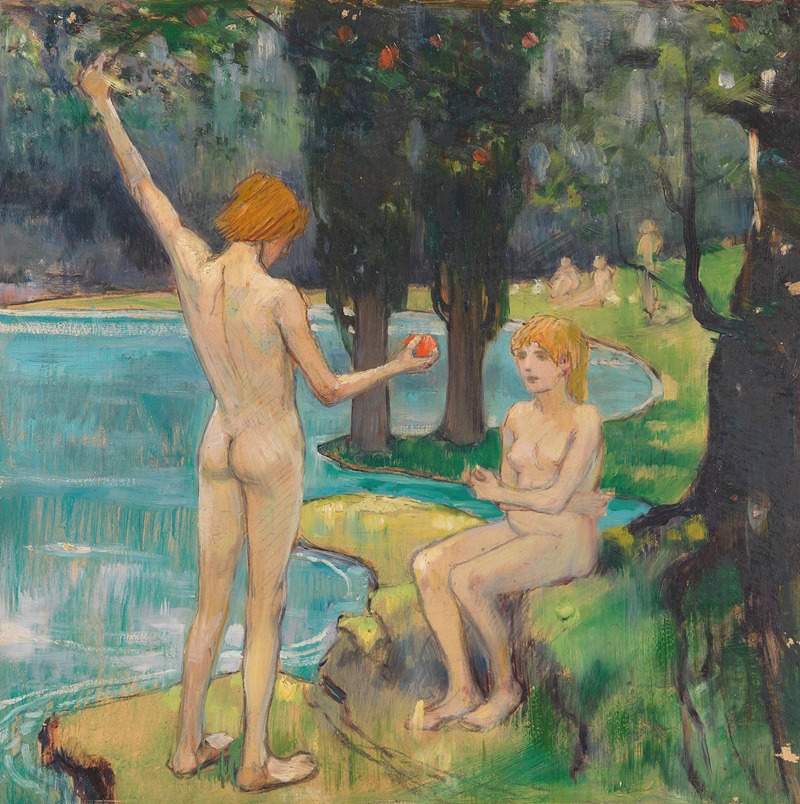 Adam und Eva (Paradies) by Людвиг фон Хофман, 1895-1900 — digital art print download