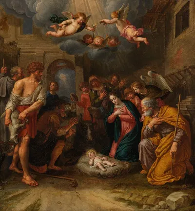 Adoration of the Shepherds by Peter van Lint, 1700 — digital art print download
