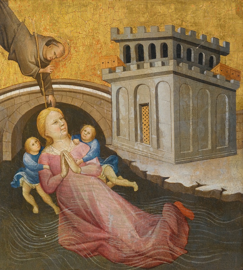 A Franciscan Saint Miraculously Saving A Woman From Drowning — Gherardo di Jacopo di Neri