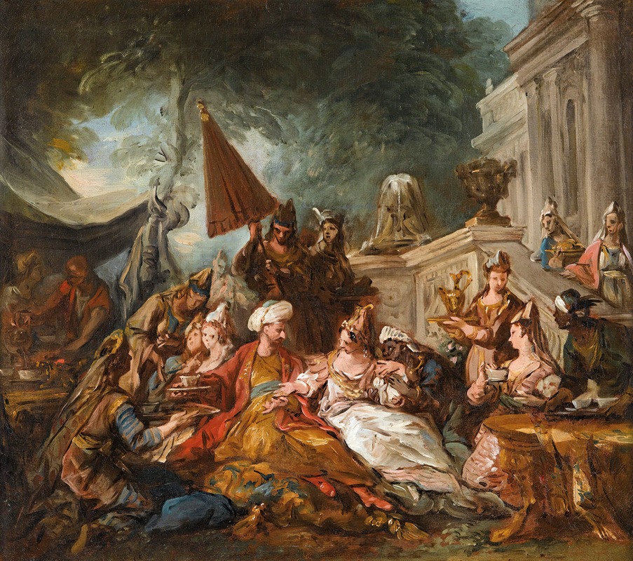 Oriental scene or Esther's banquet by Жан-Франсуа де Труа — digital art print download