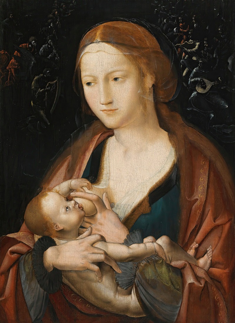 Virgin And Child With A Heavenly Host — School of Bruges