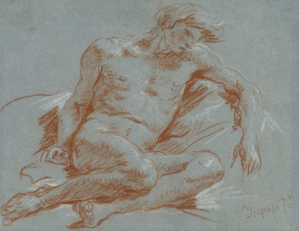 A Seated Male Nude by Джованни Баттиста Тьеполо, 1752-1753 — digital art print download