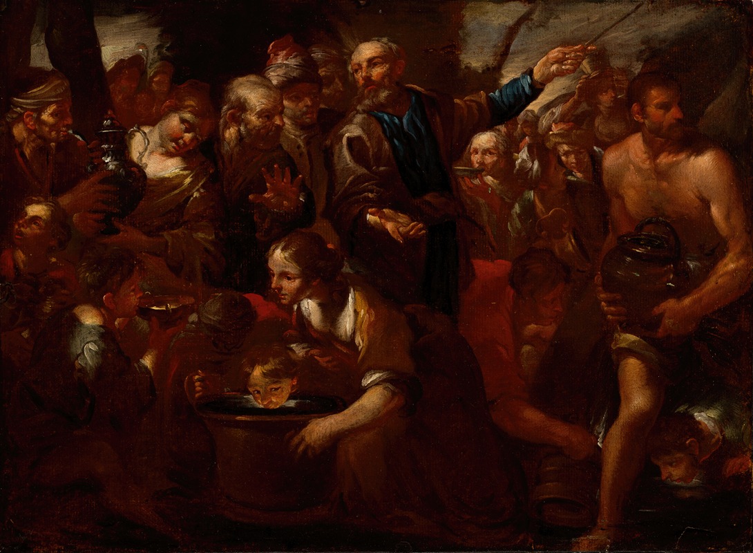 Moses Striking the Rock by Джоаккино Ассерето, 1630 — digital art print download