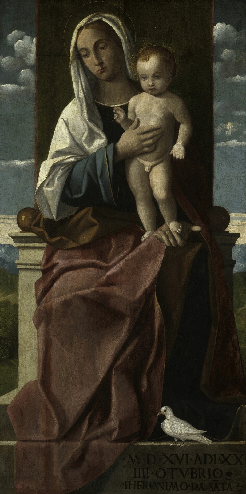 Virgin and Child Enthroned by Джироламо да Сантакроче, 1516 — digital art print download