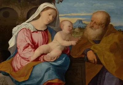 The Holy Family by Якопо Пальма Ил Веккьо, 1513-1515 — digital art print download