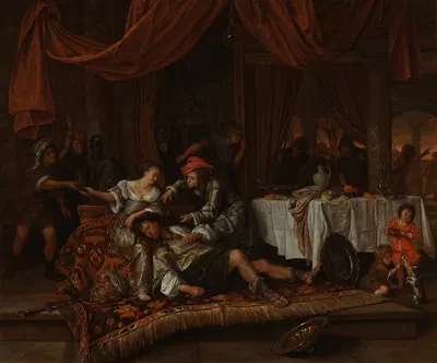 Samson and Delilah by Ян Стейн, 1668 — digital art print download