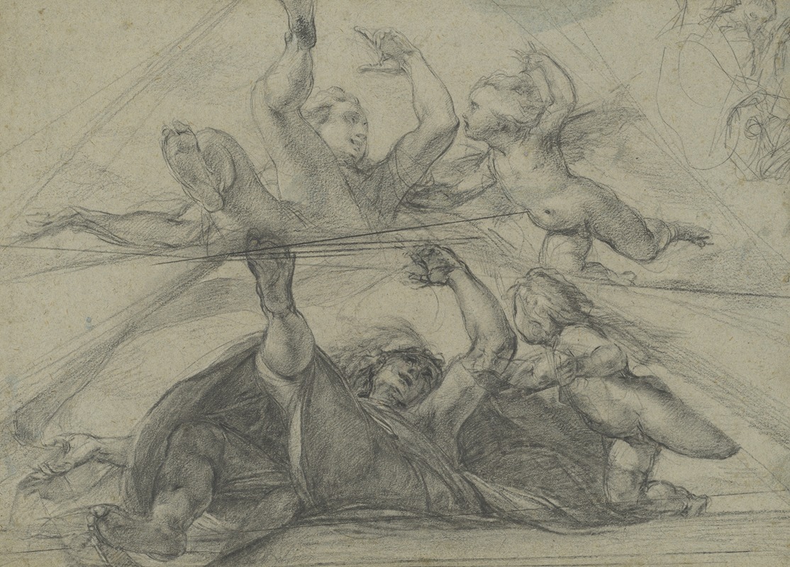 Ceiling Studies of a Prophet and a Putto Seen from Below — Giulio Cesare Procaccini