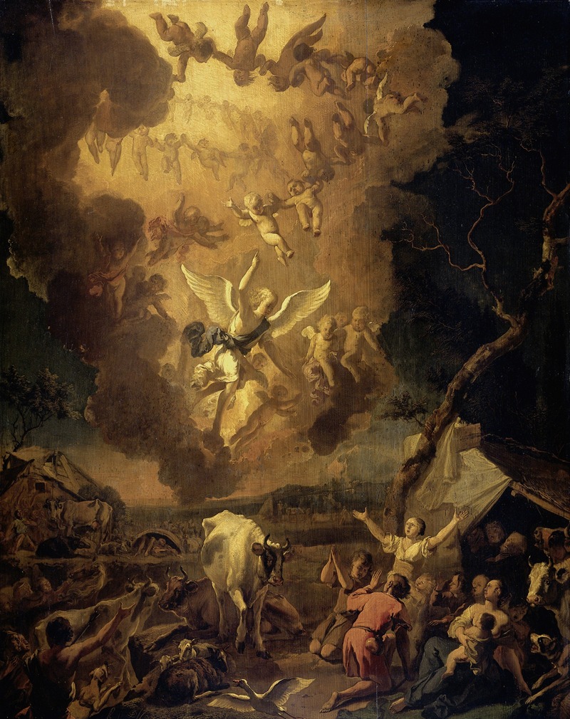 The Annunciation to the Shepherds by Абрахам Хондиус, 1663 — digital art print download