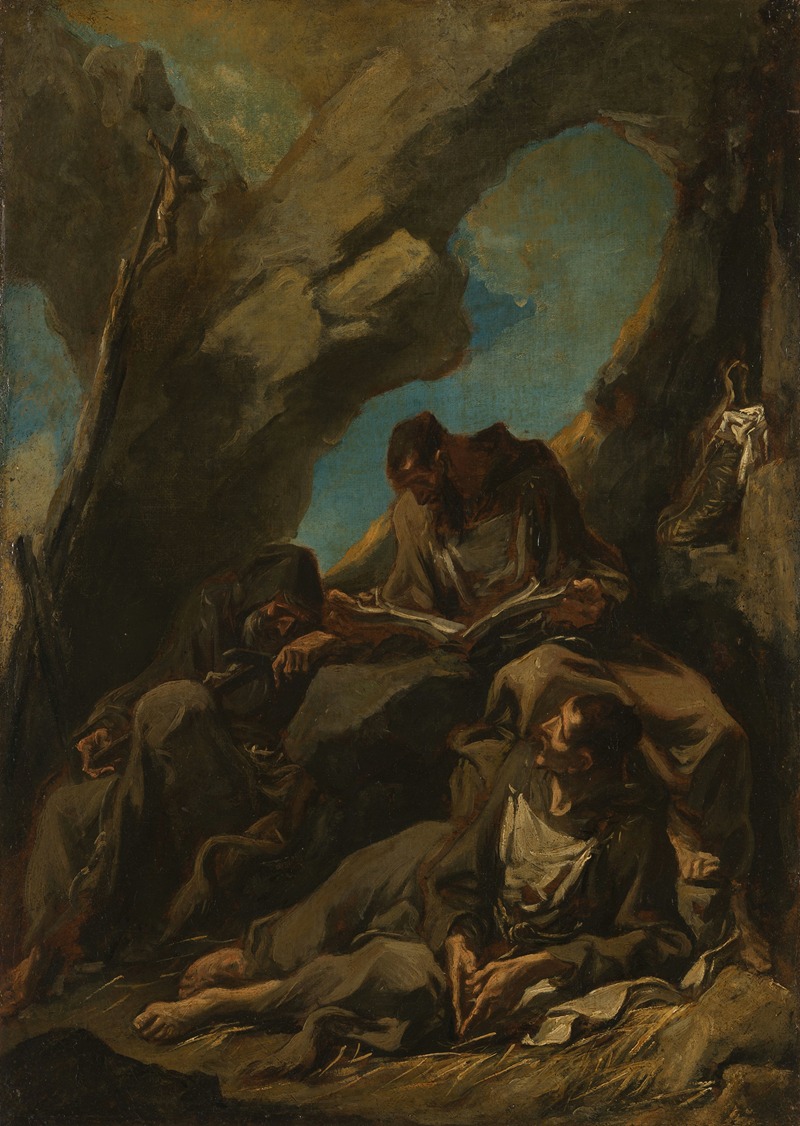 Three Camaldolese Monks in Meditative Prayer — Алессандро Маньяско