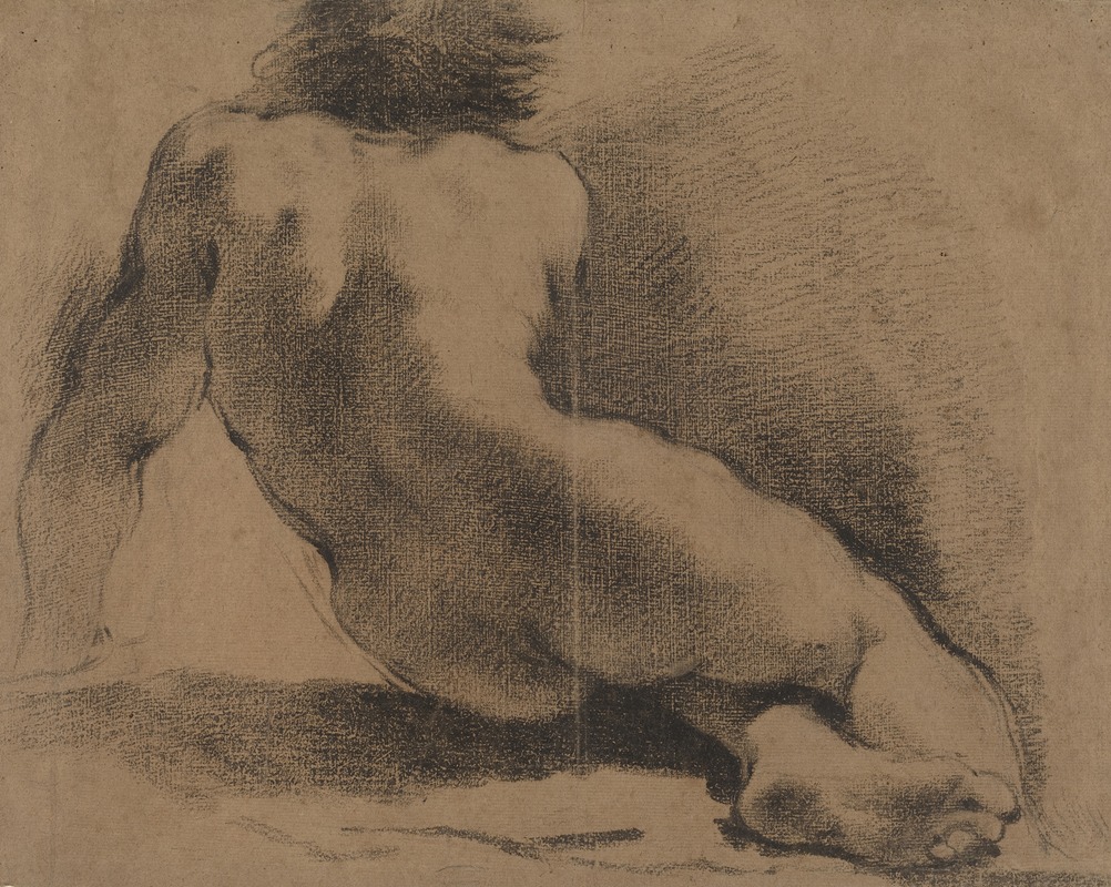 Seated Nude Boy Seen from the Back by Гверчино — digital art print download