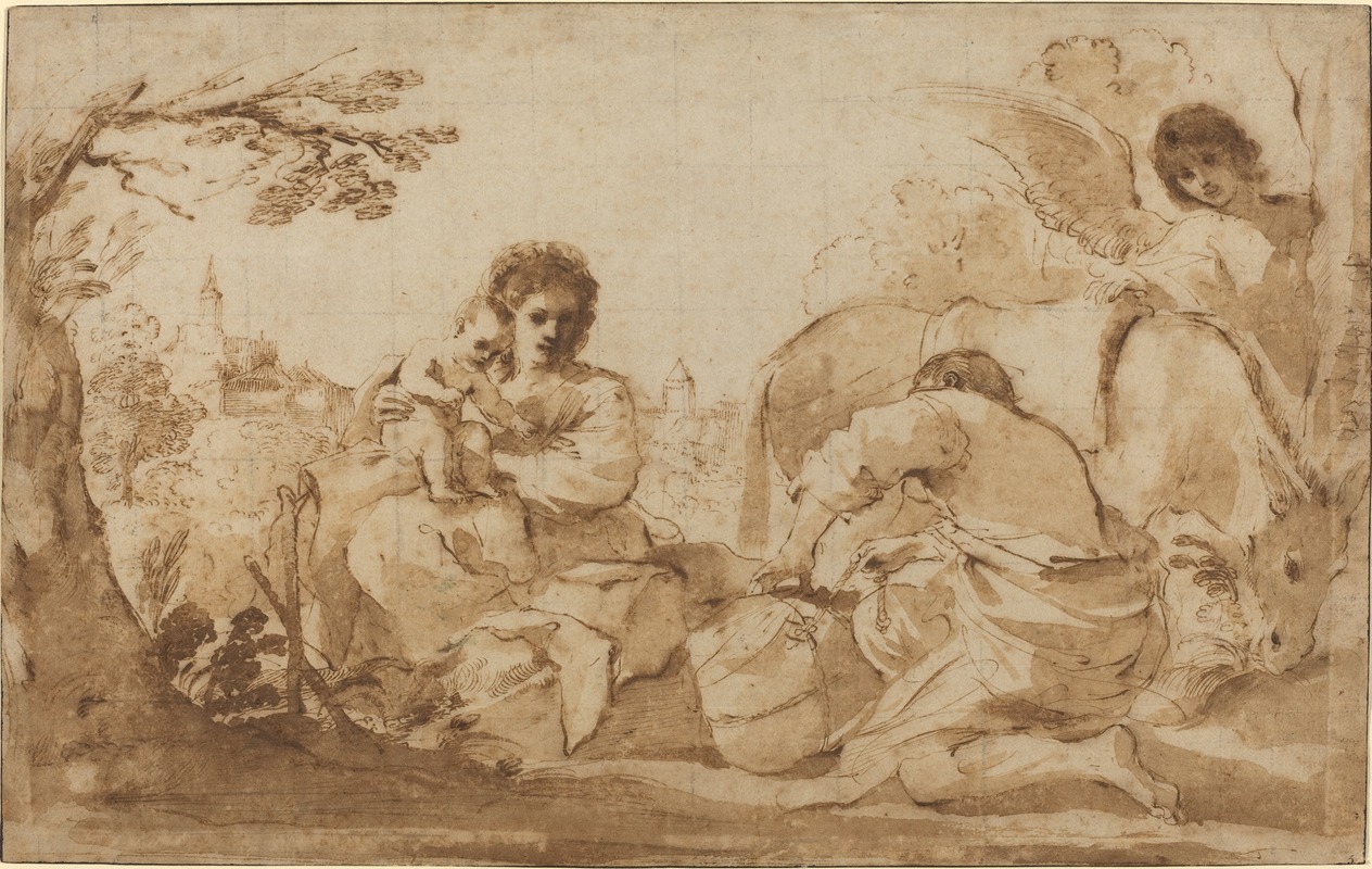 The Rest on the Flight into Egypt by Гверчино, c. 1626 — digital art print download