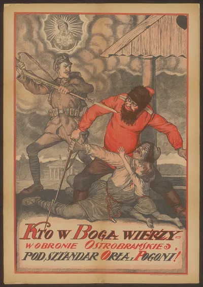 Kto w Boga wierzy – w obronie Ostrobramskiej, pod sztandar orła pogoni! by Jan Cotty — digital art print download