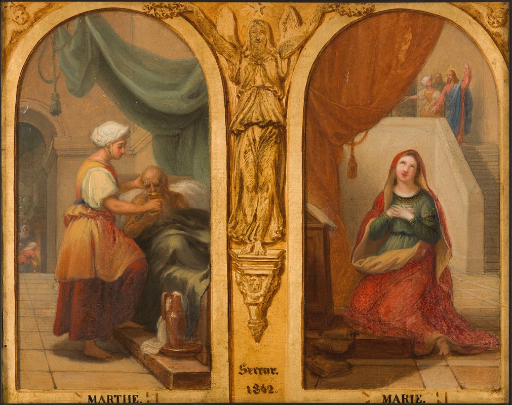 Marthe et Marie by Henri Auguste Calixte César Serrur, 1842 — digital art print download