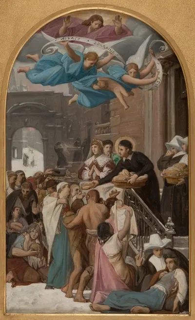Saint Vincent de Paul secourant les Lorrains après la guerre de 1637 by Жан Леконт дю Нуй, 1873 — digital art print download