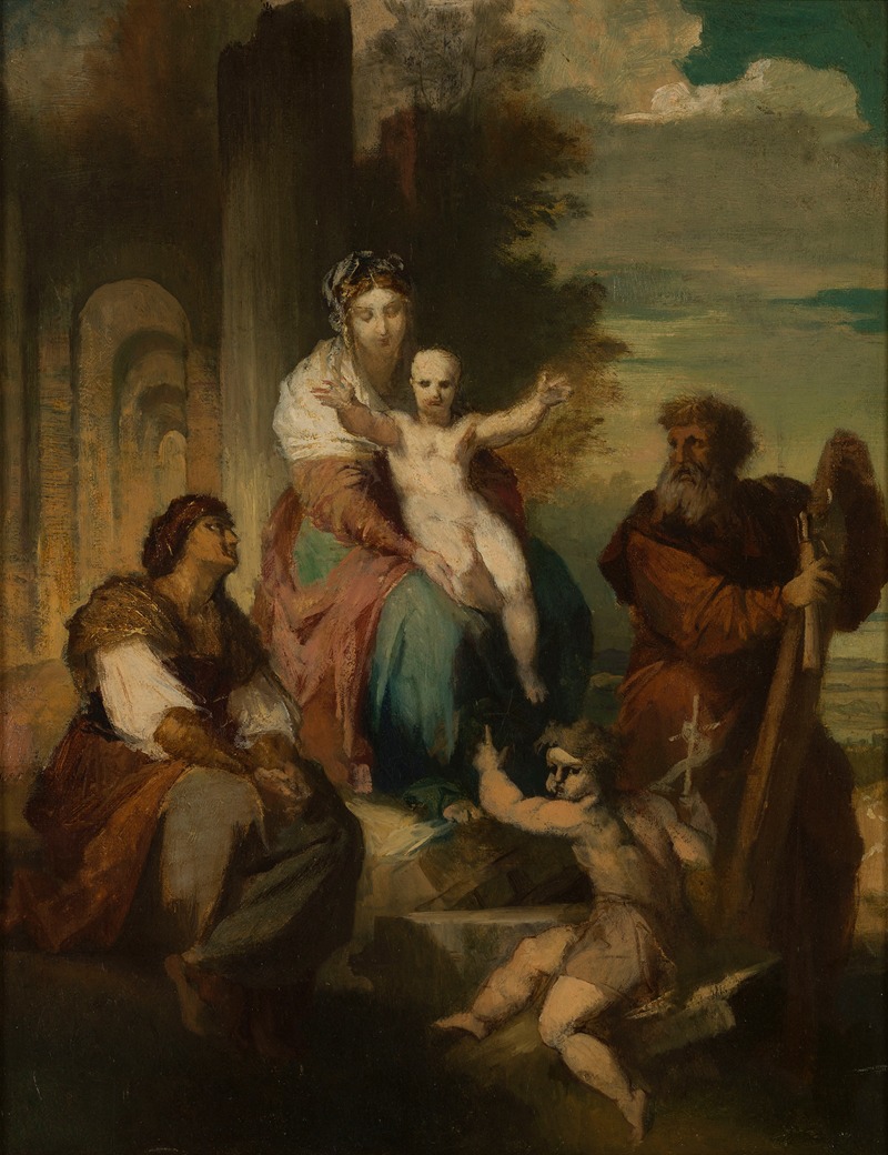 La Sainte-Famille by Xavier-Alphonse Monchablon, 1869 — digital art print download