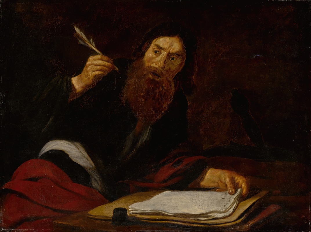St. Paul writing at his desk by Claude Vignon — digital art print download