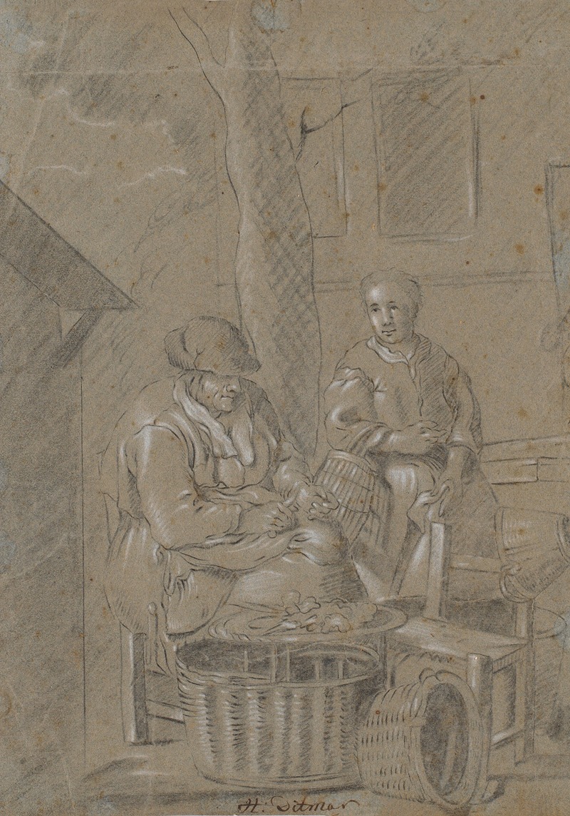 To koner med huslige gøremål by Генрих Диттмерс, 1625 – 1677 — digital art print download