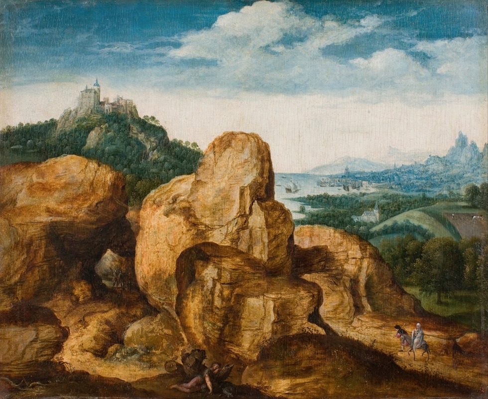 Landscape with the Flight to Egypt by Корнелис Масейс, 1545-1550 — digital art print download