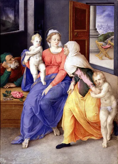 Holy Family with Santa Isabel and San Juanito by Giulio Clovio — digital art print download