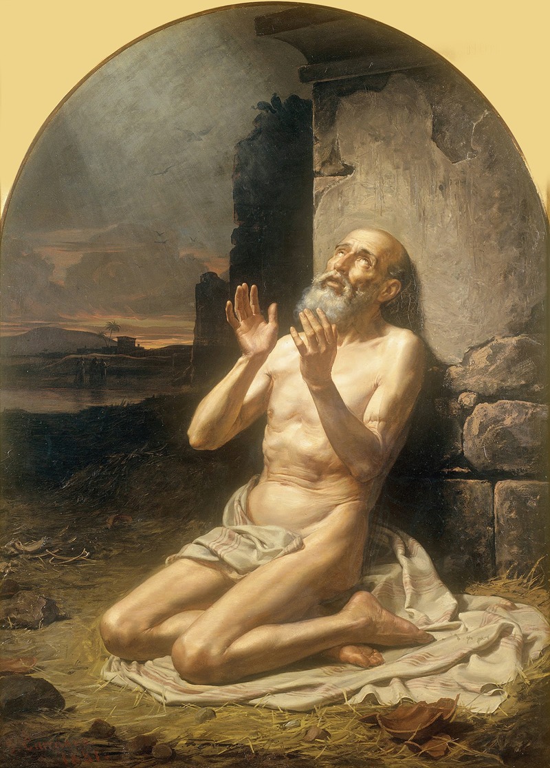 Job on the Dunghill by Gonzalo Carrasco, 1881 — digital art print download