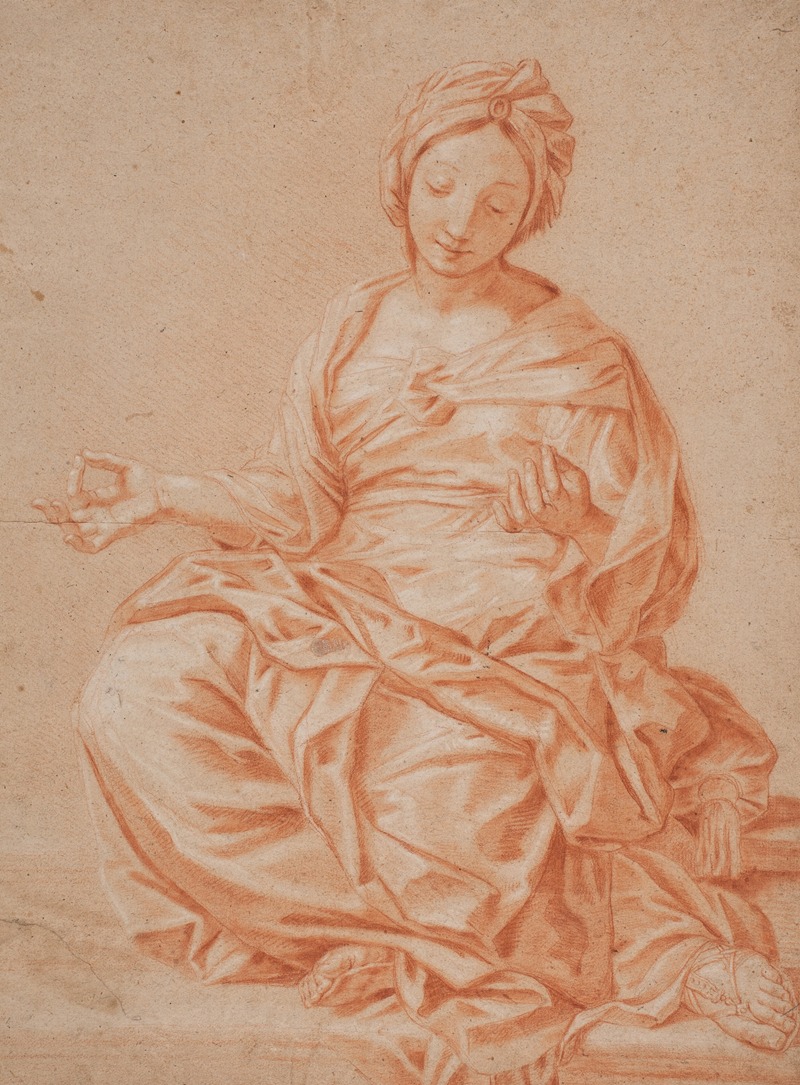 Siddende kvinde med turban by Хендрик Крок, 1671 – 1738 — digital art print download