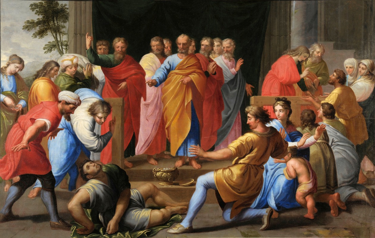 Saint Pierre frappe de mort Ananie — Jean Hélart