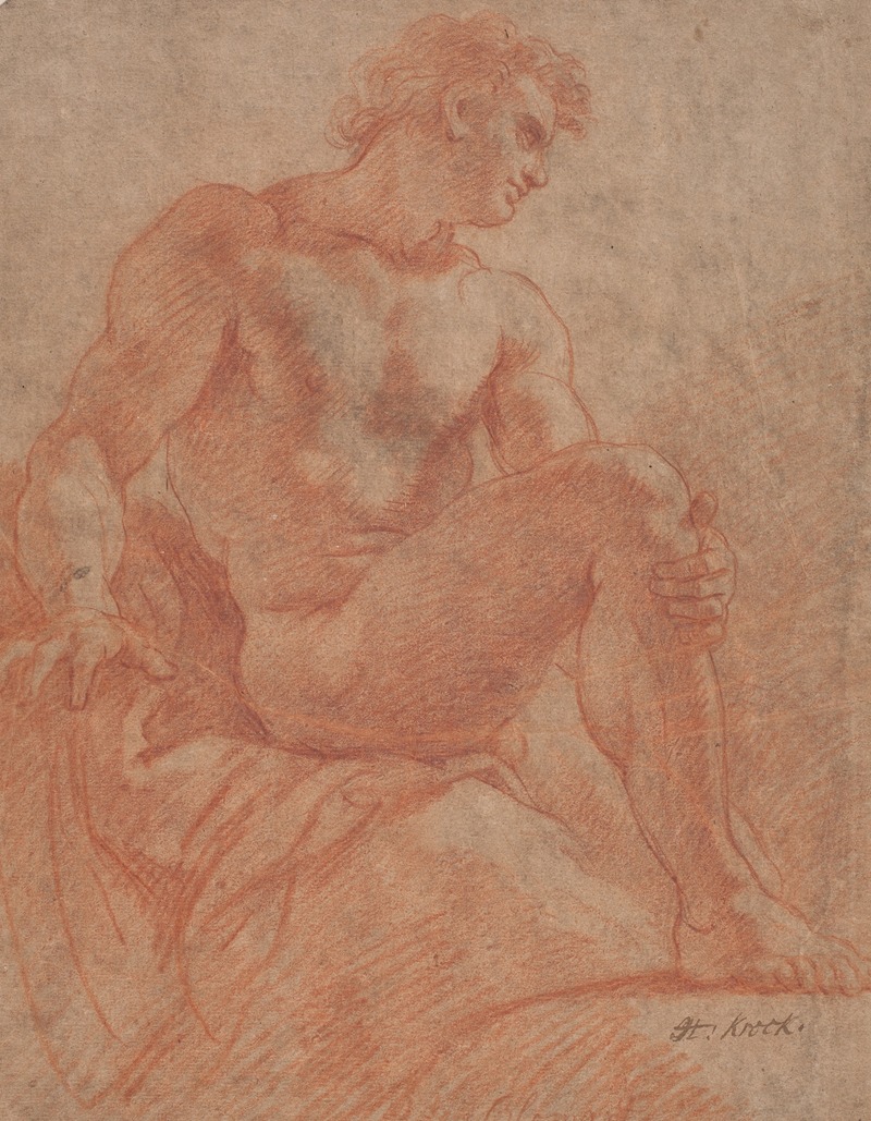 Siddende mandlig model by Хендрик Крок, 1671 – 1738 — digital art print download