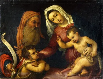The Virgin and Child with Saints Zacharias and John the Baptist by Lorenzo Lotto, 1546 — digital art print download