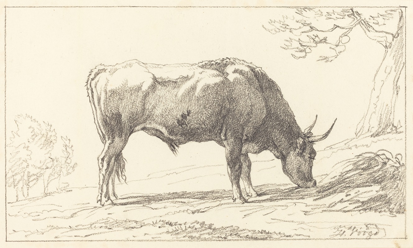 A Young Bull Grazing by Хендрик Вогд — digital art print download