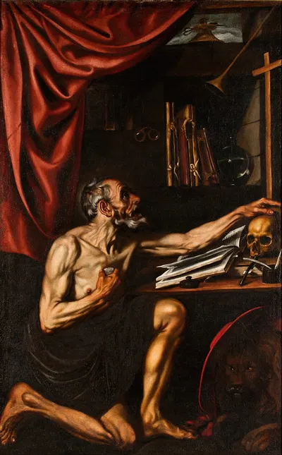 St Jerome Doing Penance in his Study by Луис Тристан, 1618-1622 — digital art print download