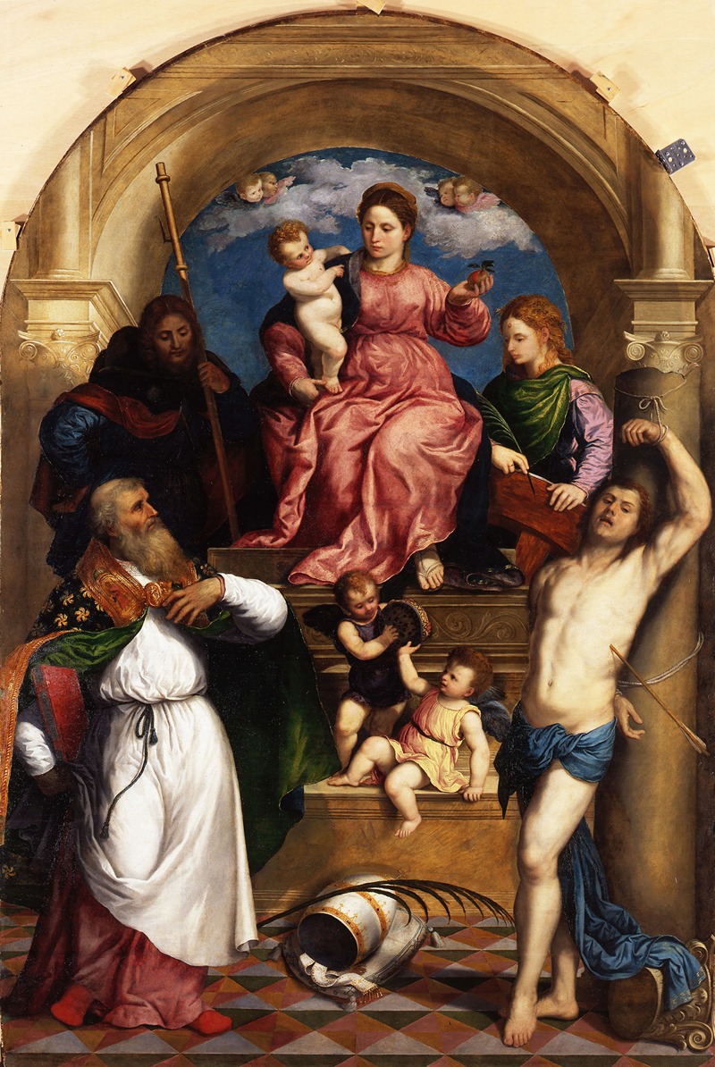 Madonna with Child Enthroned and Saints — Париж Бордон