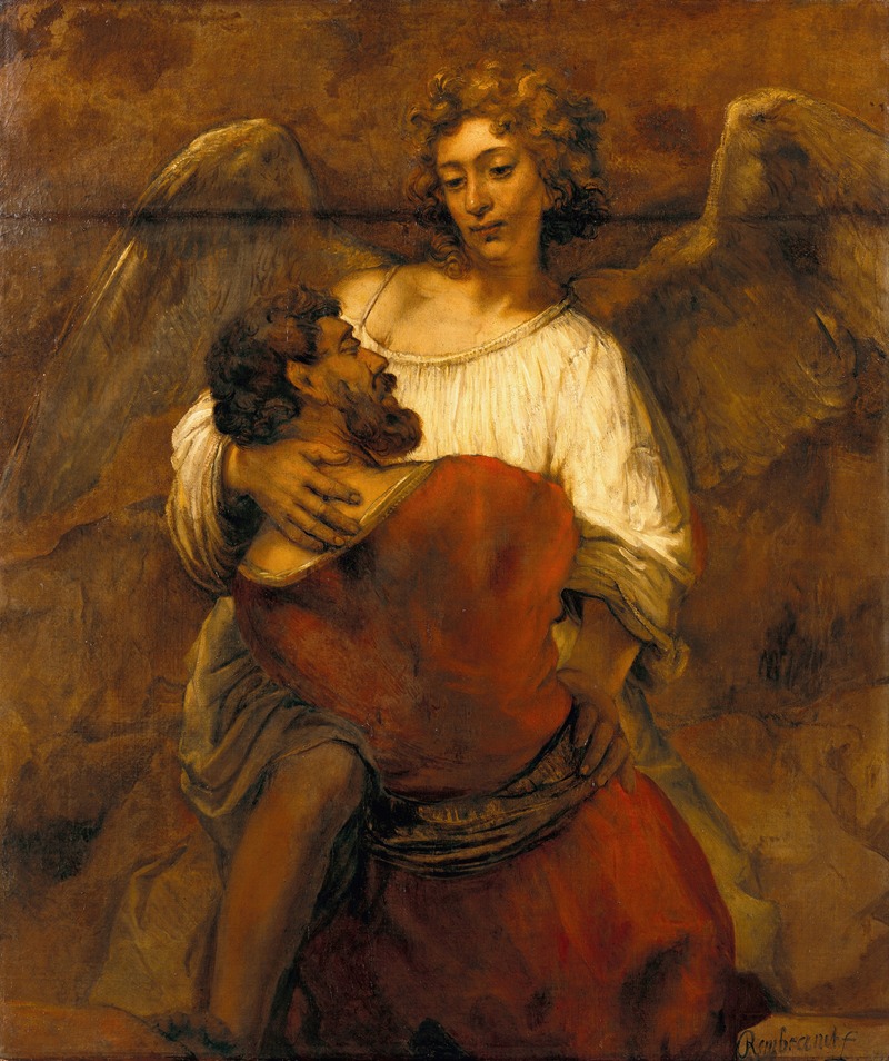 Jacob Wrestling with the Angel — Rembrandt van Rijn
