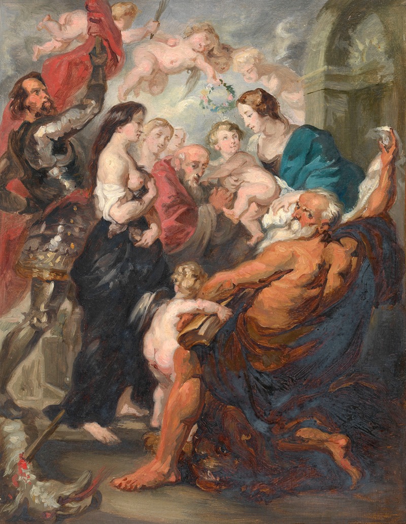 Madonna Accompanied by Saints by Адольф Леонар Де Мол, 1859 — digital art print download