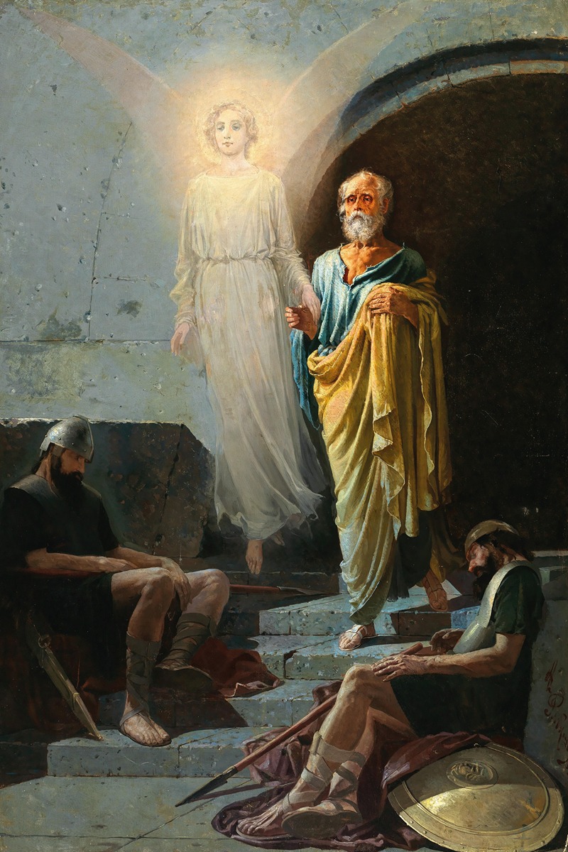 An Angel Frees Peter from the Dungeon — Andrei Ryabushkin