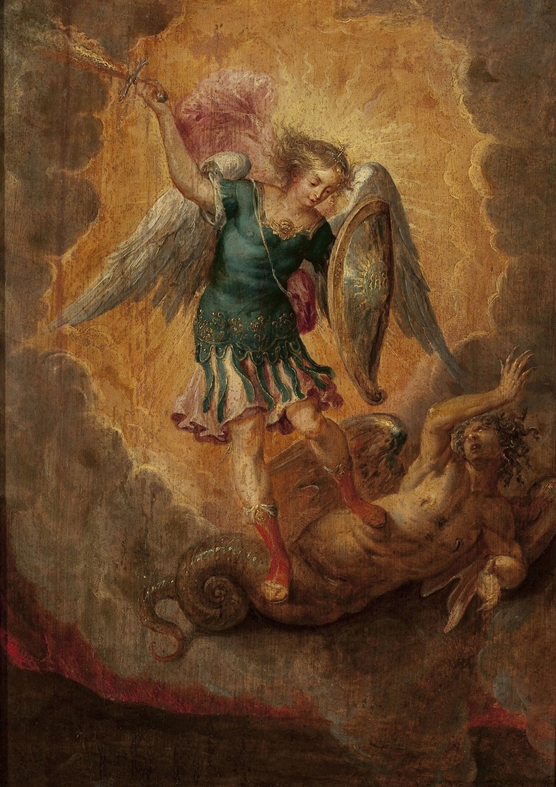 Saint Michael Archangel attacking the dragon by Аноним — digital art print download