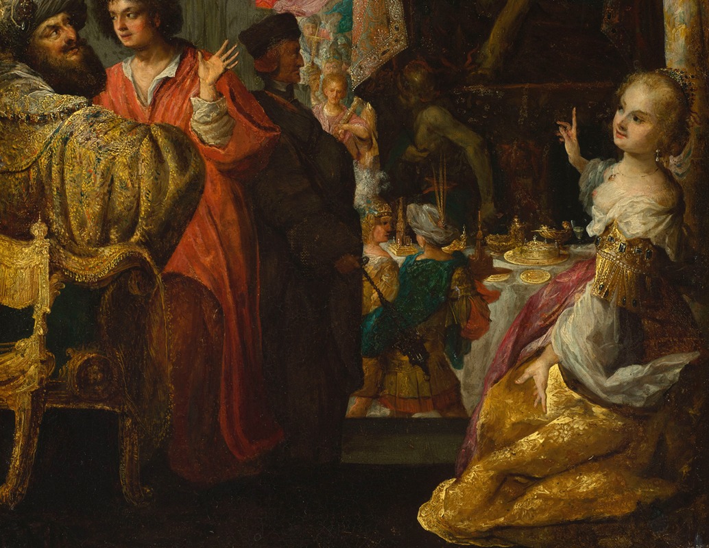 Daniel and king Cyrus before Bel (Daniel 14-1-2) by Bartholomaus Strobel, 1637 — digital art print download