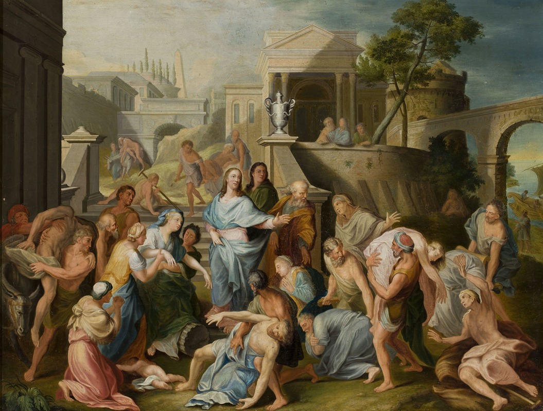 Christ healing the sick by Follower of Jean-Baptiste Jouvenet — digital art print download