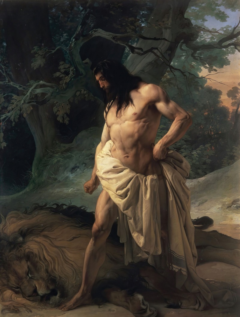 Samson and the lion by Франческо Хайез, 1842 — digital art print download