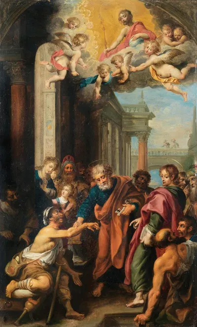 Saint Peter healing a lame man by Hendrik van Balen — digital art print download