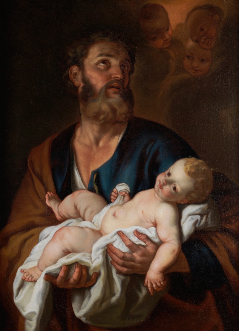 Jozef met het kind Jezus by Jacob Leyssens, 1680-1710 — digital art print download