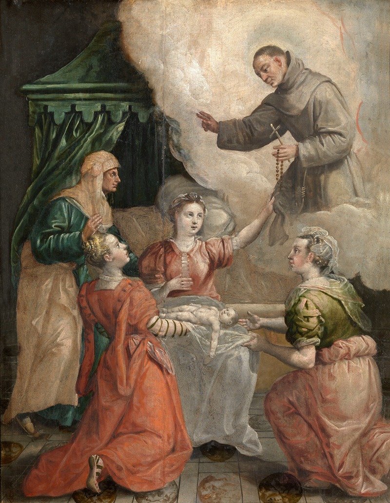 Saint Didacus Helps with a Difficult Birth by Мартен де Вос — digital art print download