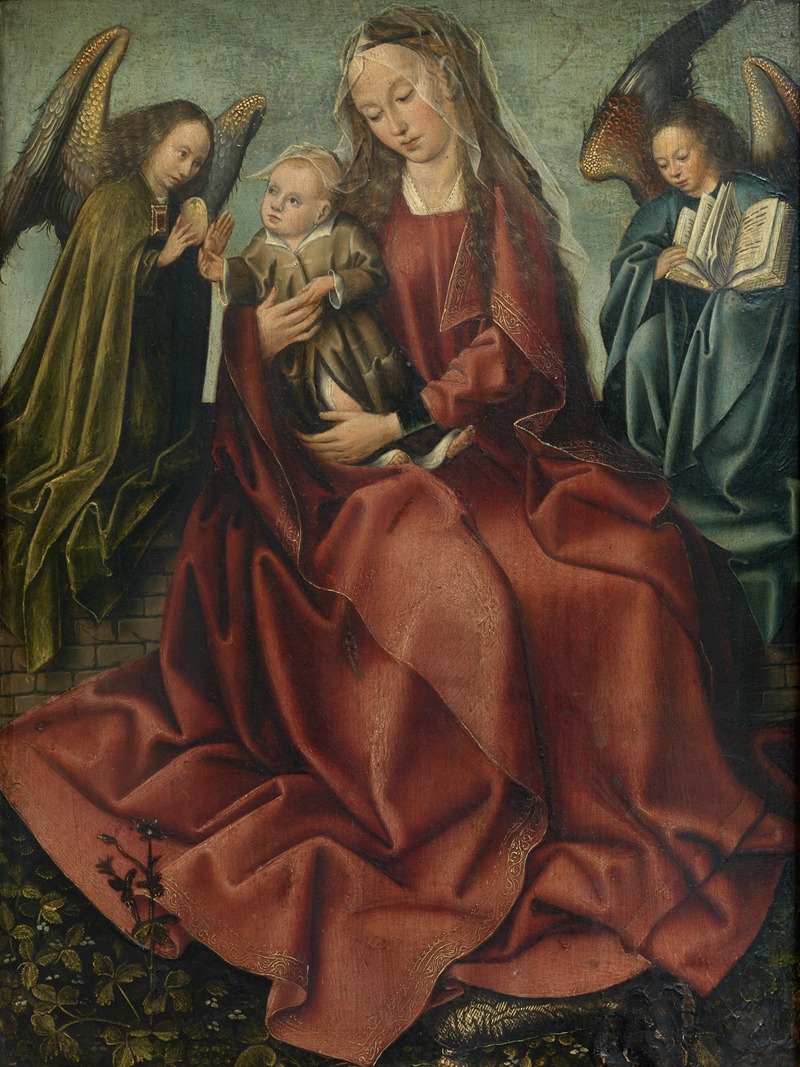 The Virgin and Child Between Two Angels by Мастер Франкфурта, 1495 — digital art print download