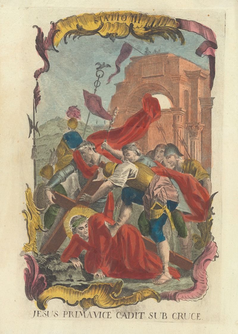 Jesus Primavice Cadit Sub Cruce by Remondini, 1775 - 1800 — digital art print download