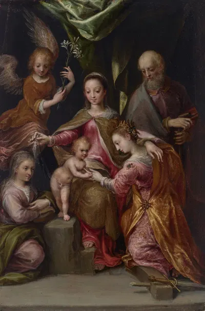 The Mystic Marriage of Saint Catherine of Alexandria by Dirck de Quade van Ravesteyn — digital art print download
